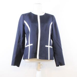 Black Label by Evan Picone Navy & Natural Professional Blazer Suit Jacket NWT